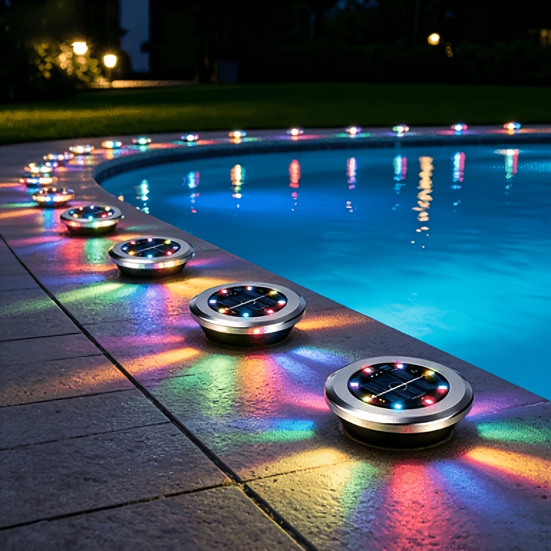 built in 8 led lamp beads solar floor lamp colorful color changing outdoor landscape lamp protection   sensing automatic switch solar   lawn lamp courtyard garden decoration working time 8     suitable for patio