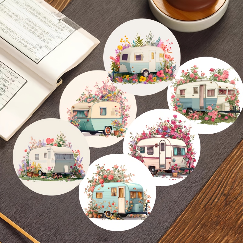 TEMU 6pcs Theme Illustration Wooden Coasters, Suitable For Home, Office, And Party Drinkware Mats, Decor Holiday Gift Choice