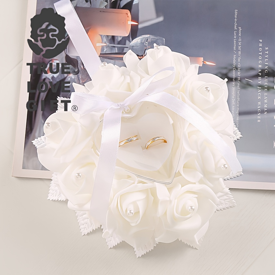 

Romantic Leaf-shaped Wedding Ring Pillow - Perfect For , Hand Wash Only, Princess Theme, All Seasons