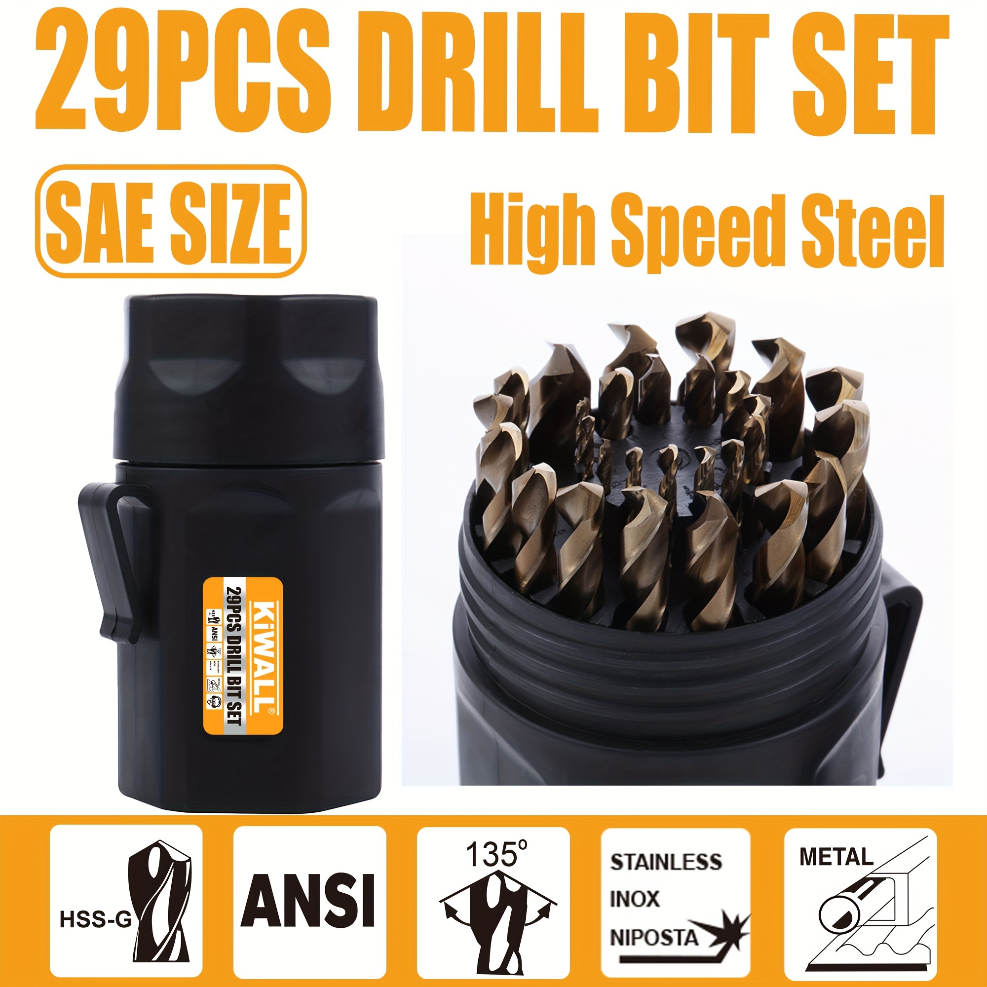 

29- Hss Bit Set, Sae Size, Steel , Mixed--, Straight , Round Twist