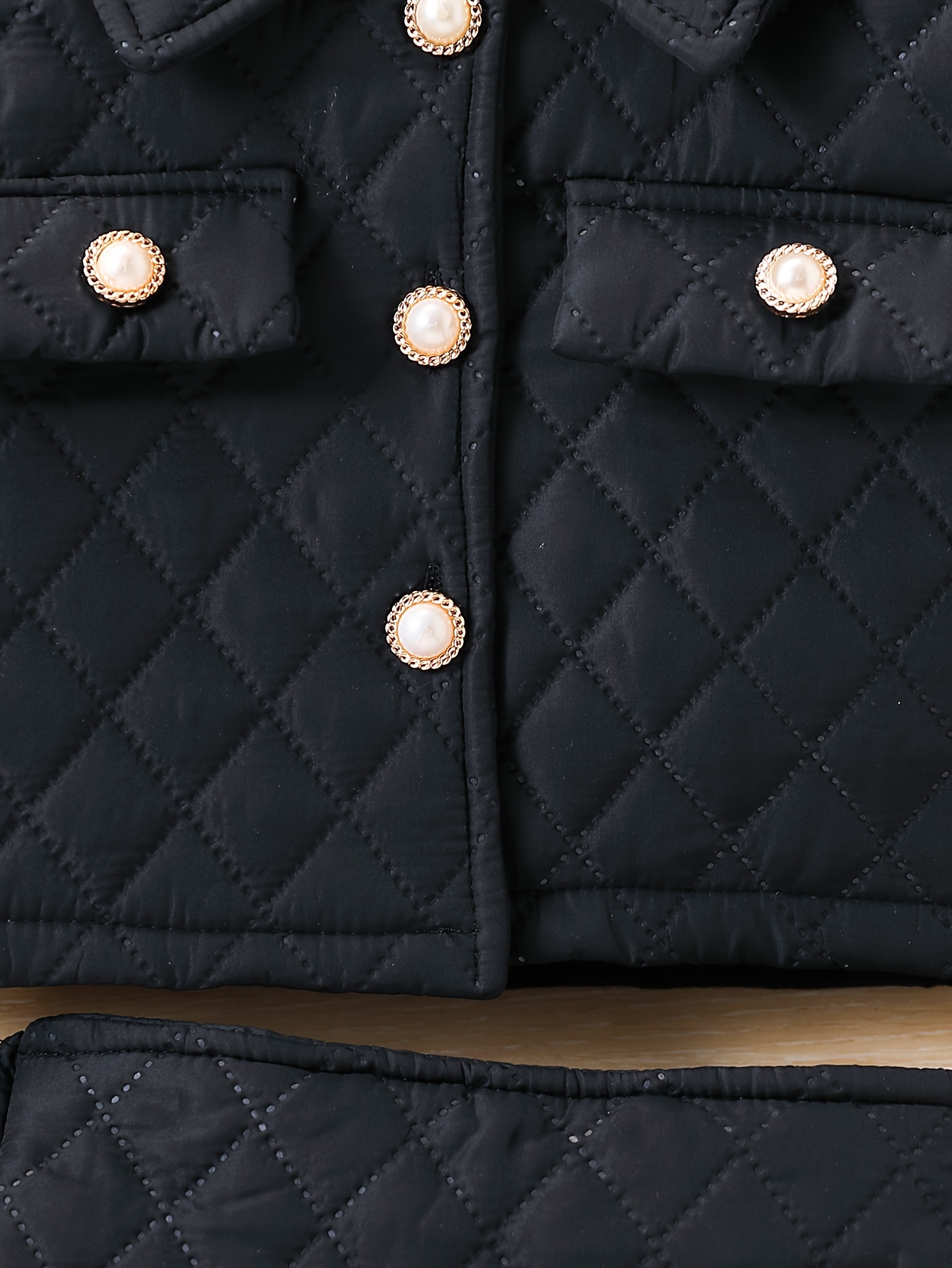 Girls' Padded Coat Set with Button-Up Jacket and Skirt