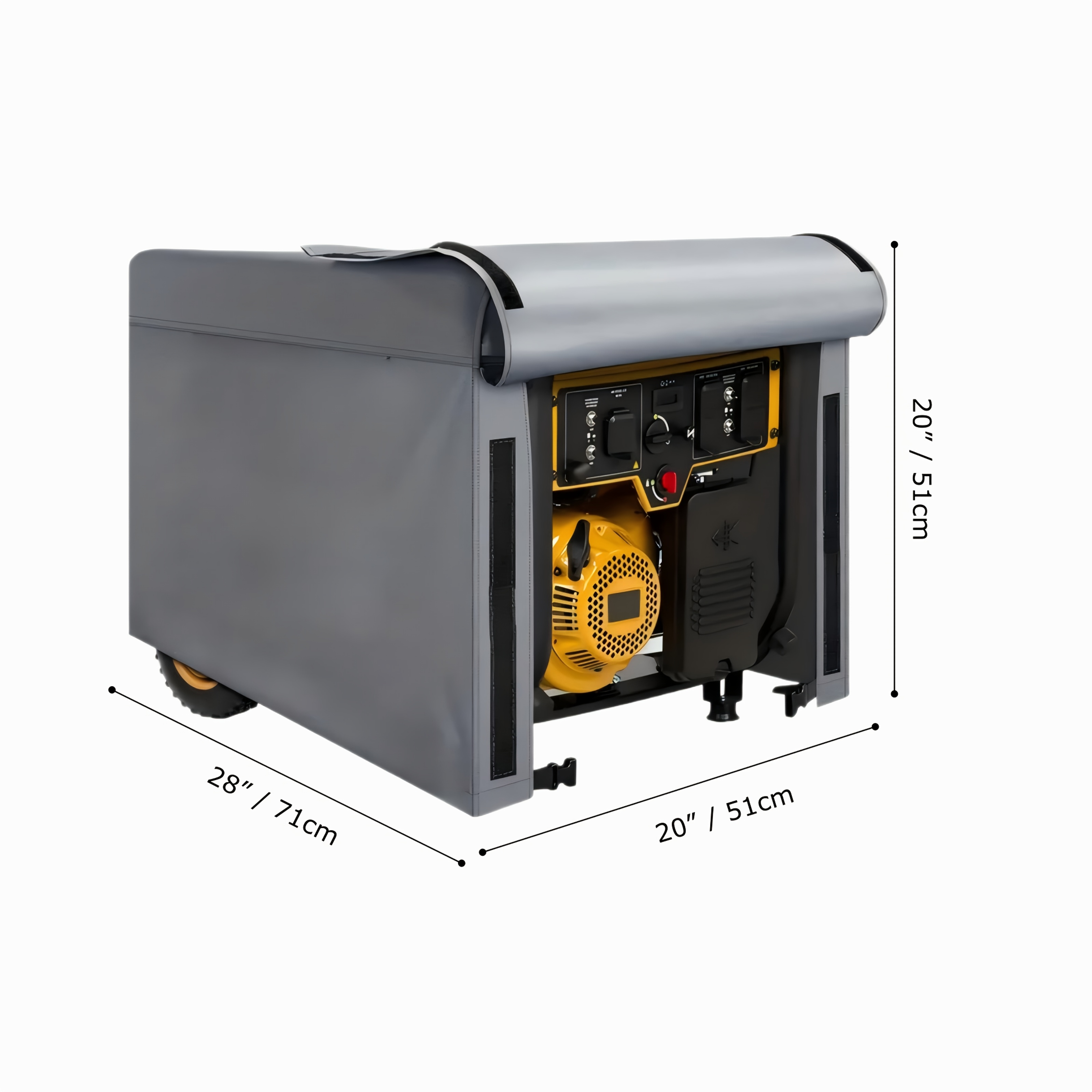 чехол для генератора, прочная ткань 420d oxford для использования на открытом воздухе,   размер для генераторов 5000-10000 вт, серый защитный чехол, устойчивый к уф и разрывам, идеален для кемпинга или резервного питания Детали 5