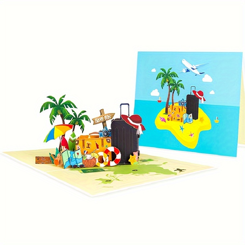 A 3d Pop-up Travel Greeting Card, , Travel Card Featuring A 3d Suitcase, Perfect For Gifting To Travel Enthusiasts, Couples, Girlfriends, , Husbands, Wives,