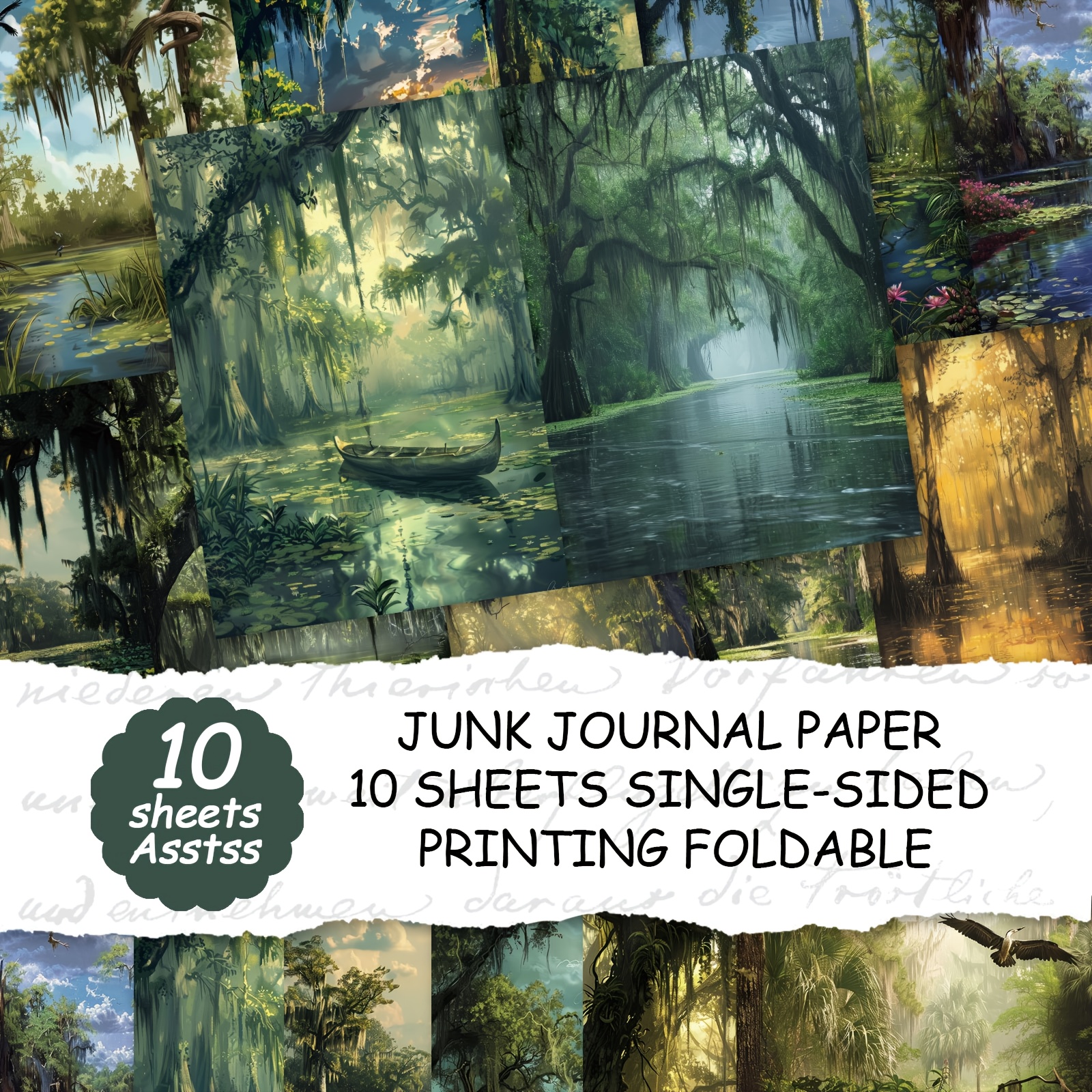 TEMU 10 Sheets Of A4 Rainforest Style Scrapbook Covers, Waste Paper Diary Paper, Handmade Waste Paper Diary And Decorative Paper, Craft Supplies,