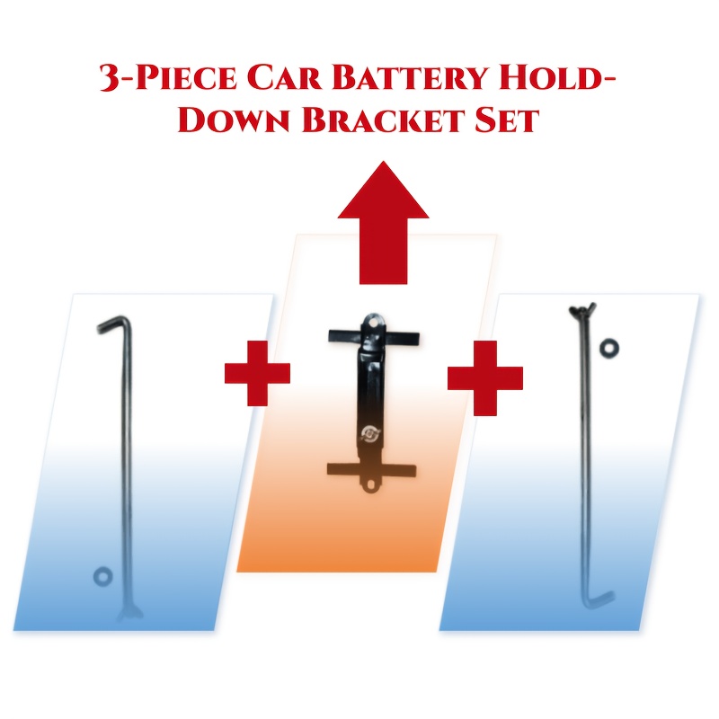 TEMU 3pcs Car Battery Bracket Kit , Essential For Mounting