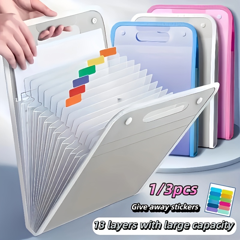 1 3 file folder with 13 compartments for storage   with 12 sorting labels and durable suitable for storing   supplies school items test papers and materials