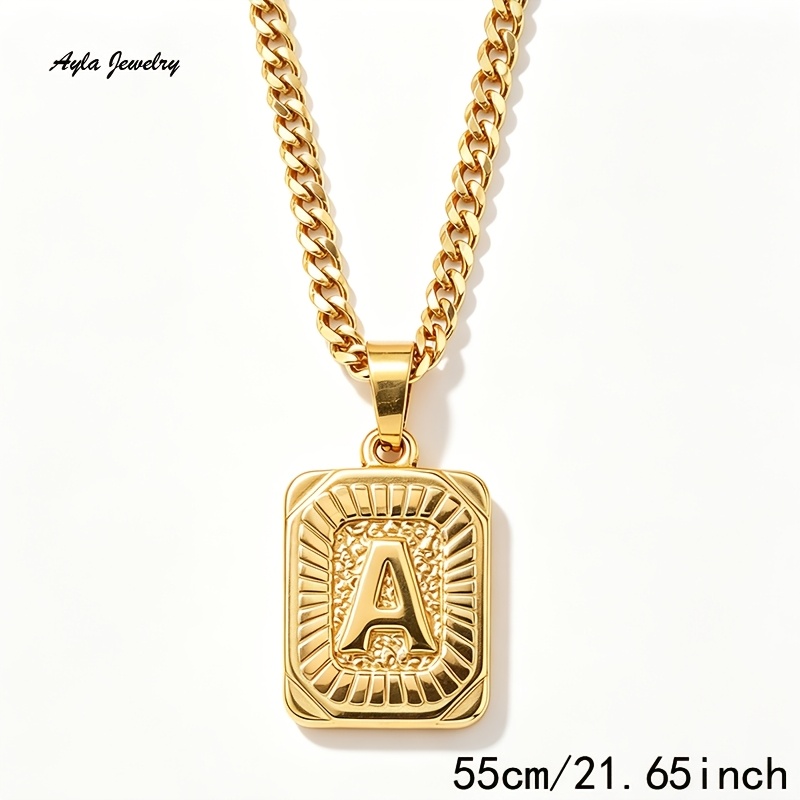 TEMU 1pc Letter "a" Pendant Necklace - A-shaped Initial, -free Suitable For Parties, Music Festivals, Valentine's Day Gifts, Wear For , Golden Coated