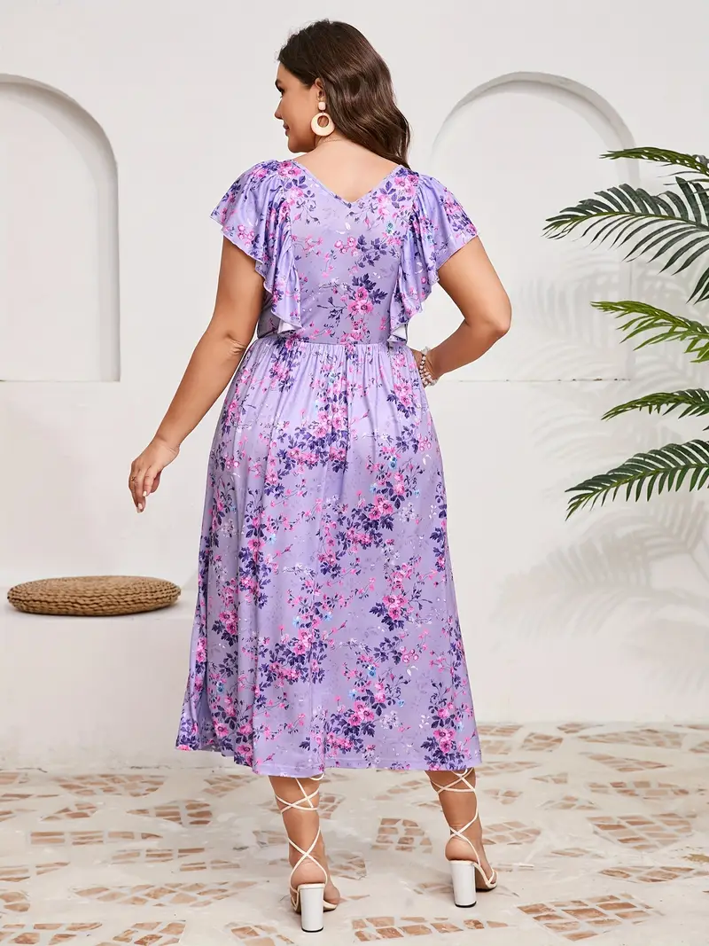 womens plus size maxi dress flutter v neck sleeveless flowy - Temu womens plus size maxi dress flutter v neck sleeveless flowy - Temu