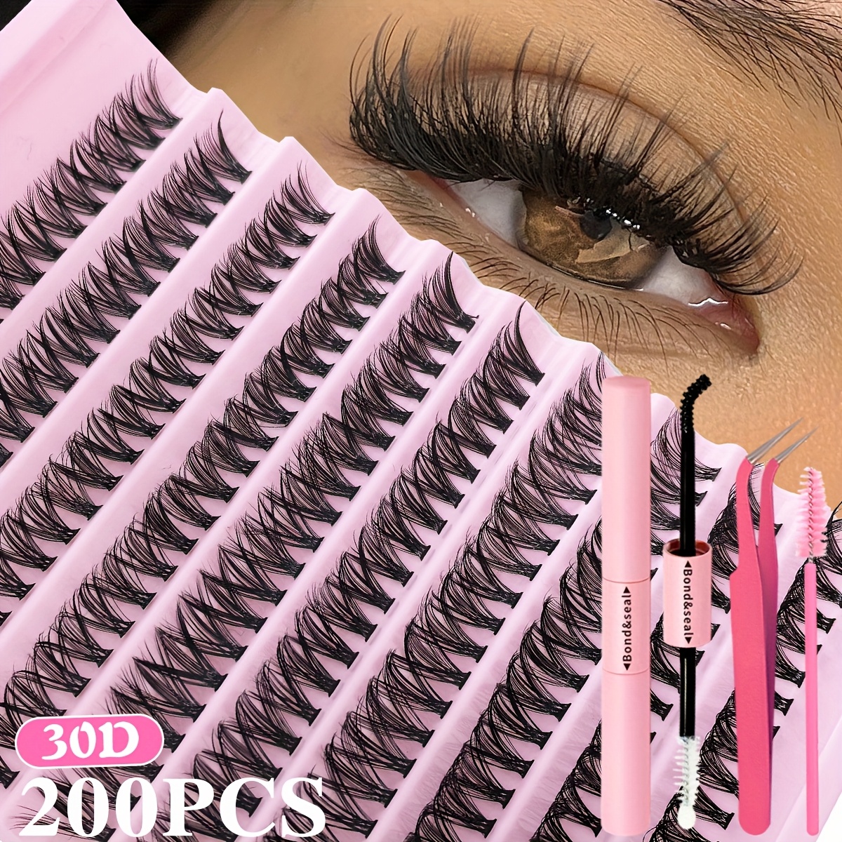 30d 40d 80d 200pcs Diy Eyelash Extension Kit- Mixed Lengths 8-16mm, Waterproof Mink Lashes For All Eye Shapes, Soft & Comfortable, Diy 3d Effect For Daily Wear & Parties