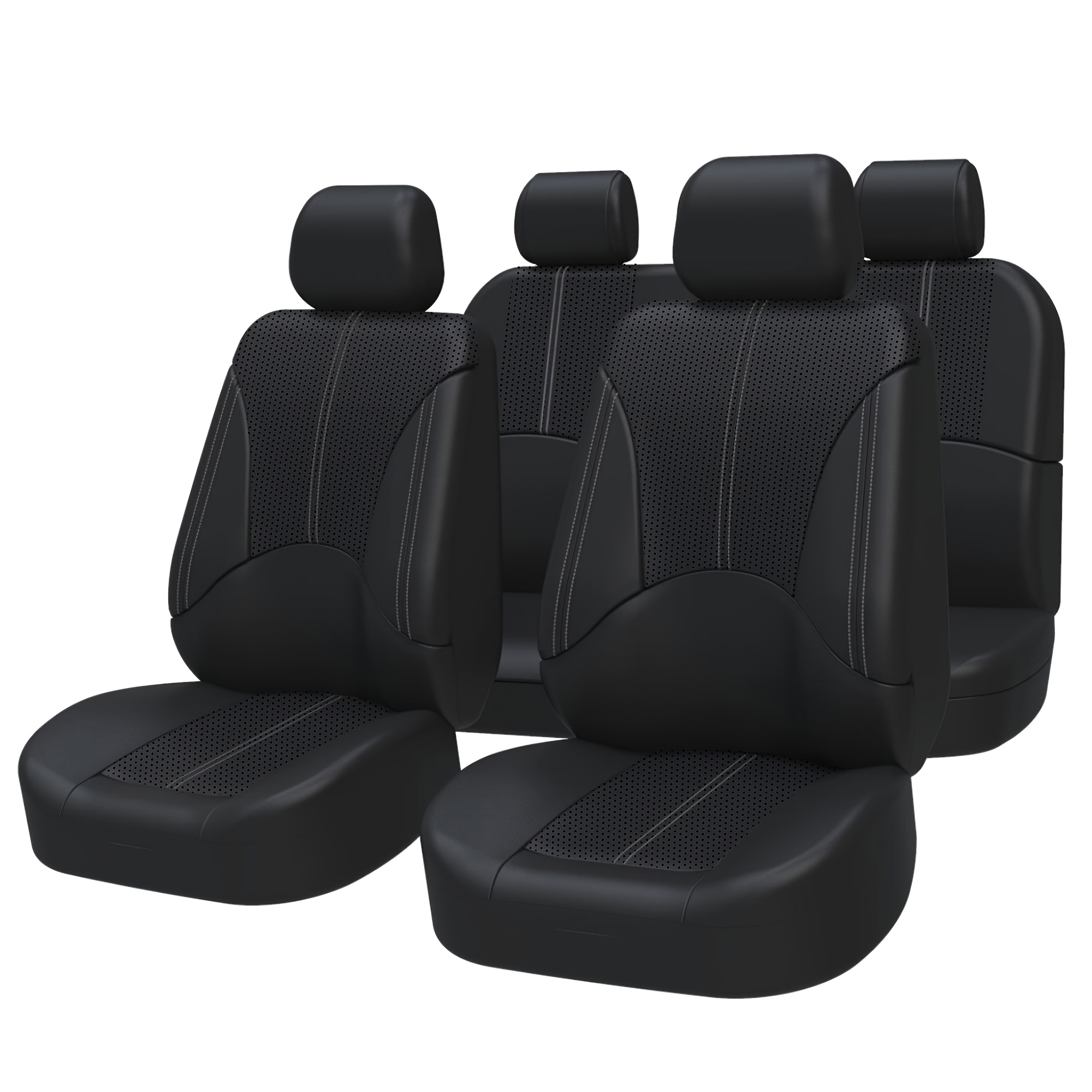 TEMU Set completo di coprisedili per auto in pelle PU da 9 pezzi, vestibilit� universale per la maggior parte di auto, SUV, camion, furgoni,