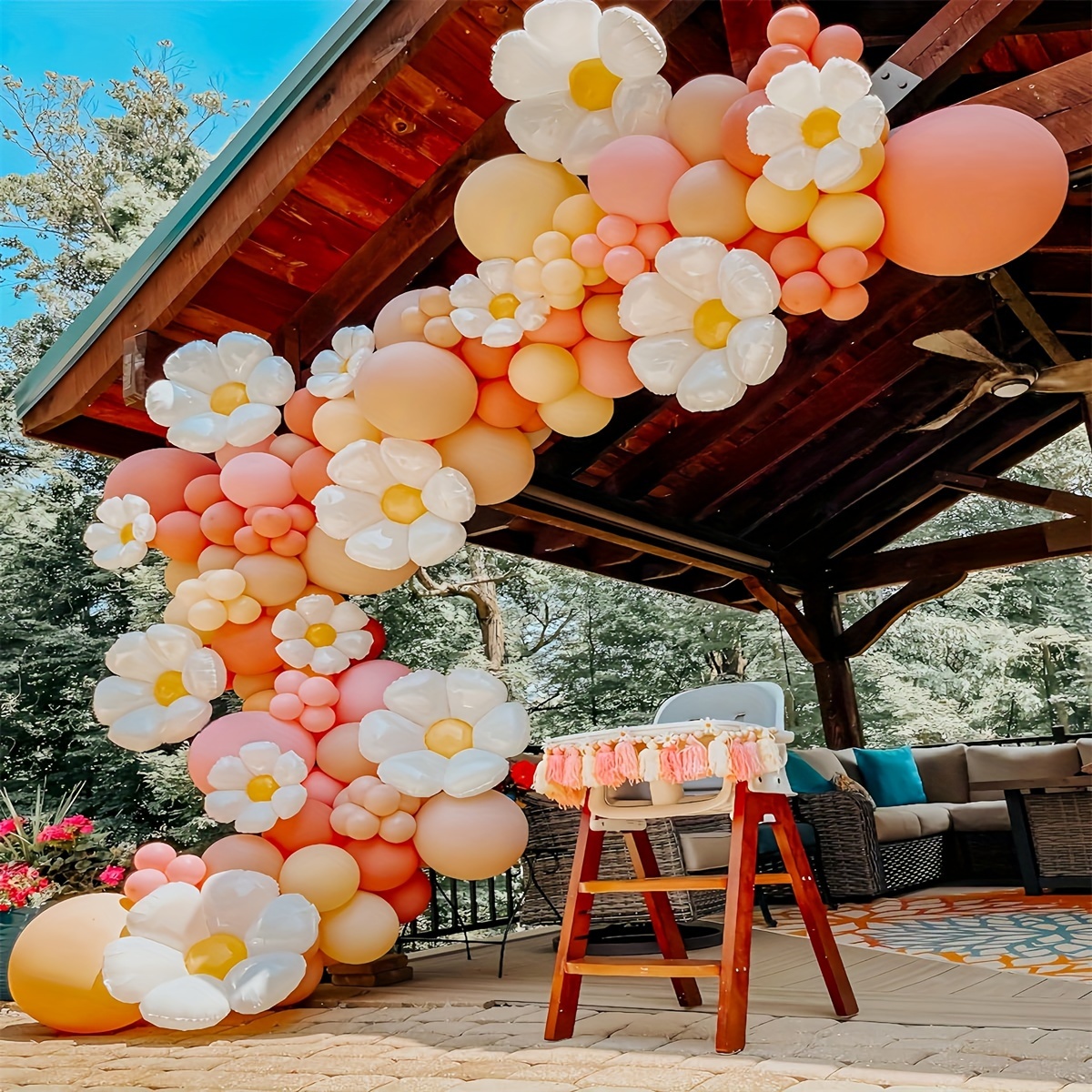 

Bohemian Daisy Balloon Garland Arch Set, 129pcs Vintage Blush Sand White Balloon Daisy Flower Garland Decoration For Daisy Theme Birthday Party Wedding Floral Party Decoration