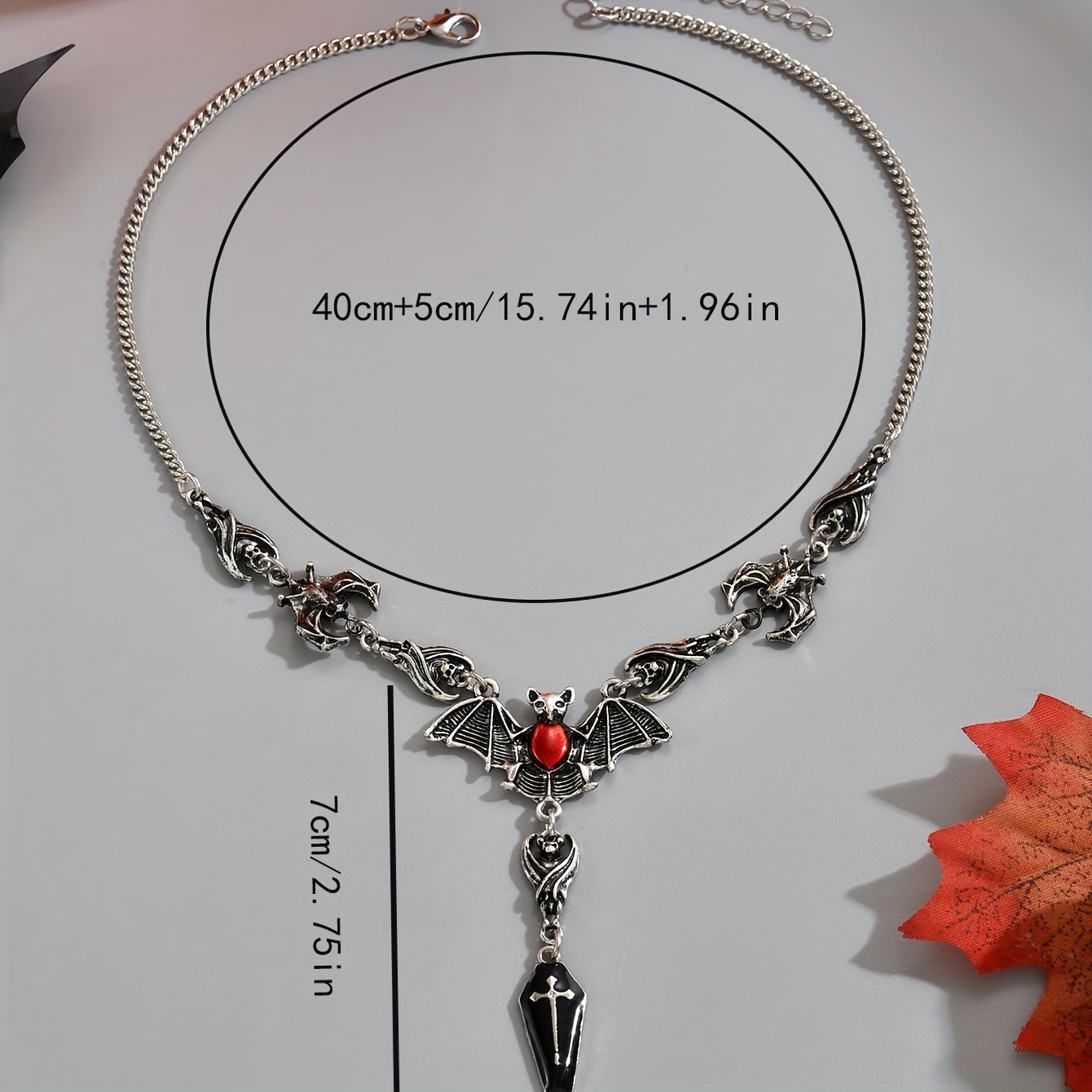 Gothic Halloween Bat Pendant Necklace, Unique Design