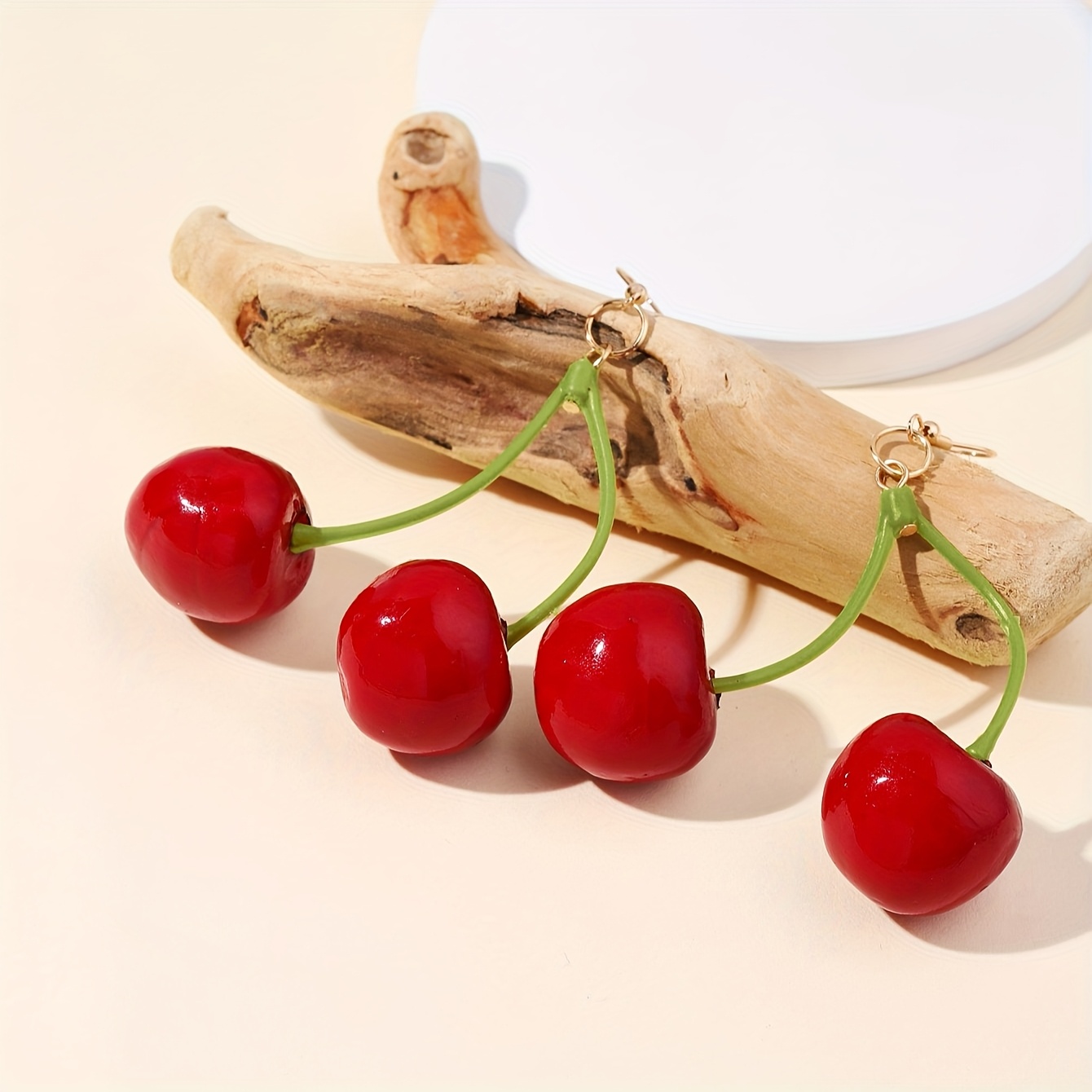 Plastic Sweetheart Double Cherry Earrings Blush Touch