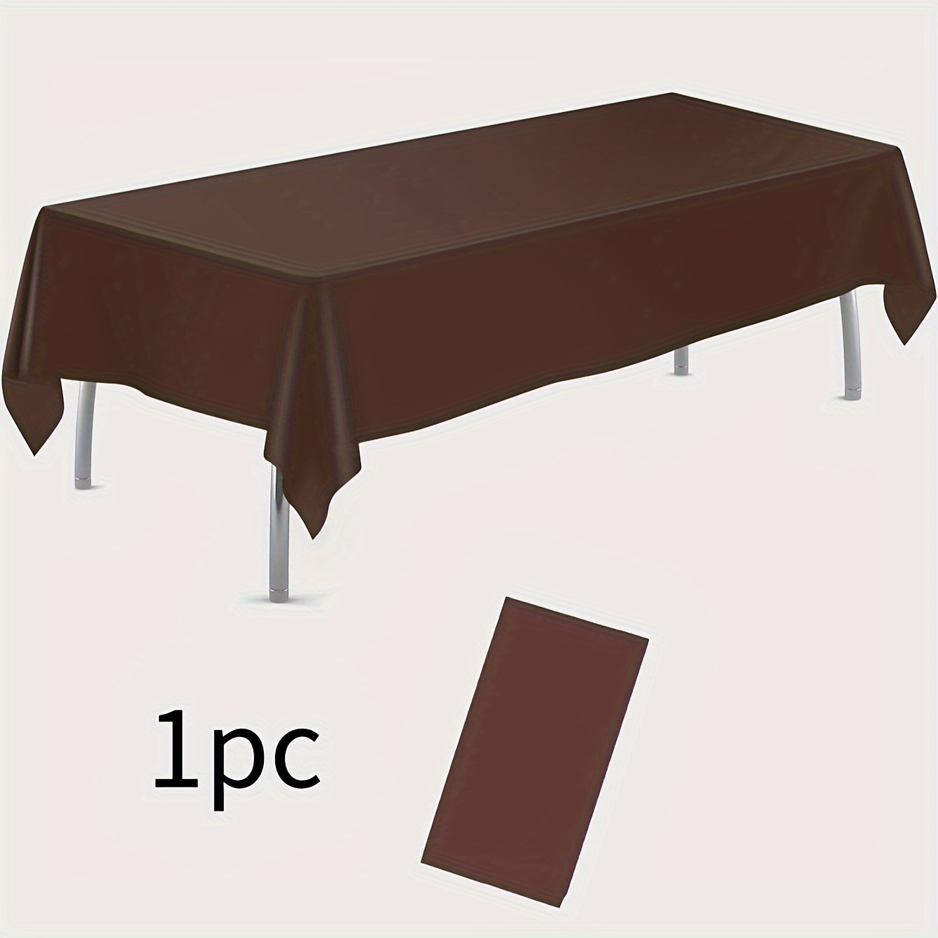 

1pc Brown Disposable Plastic Tablecloth - Perfect For Parties & Events, Easy Clean-up