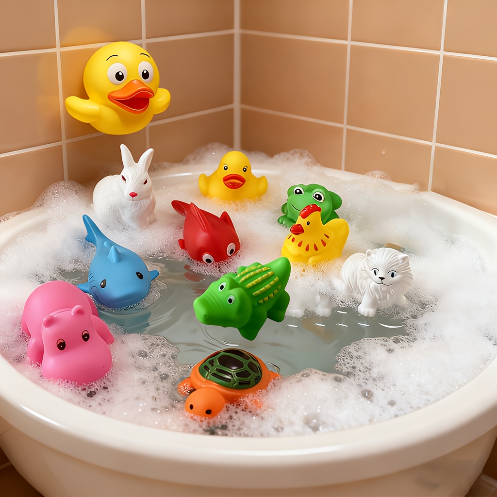 10pcs Cute Rubber Duck Toys | Colorful, Durable, Floating and Interactive Baby Bath Toys, Ideal for Baby Shower Gifts