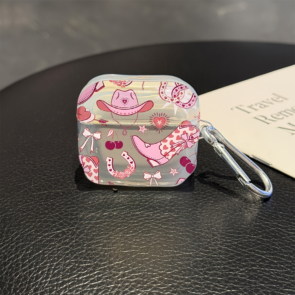 TEMU Pink Creative Boot Illustration Protective Case Cover For For Airpods 1/2/3/4/pro/ Tpu Texture Anti-scratch Shockproof Earphone Charging Box