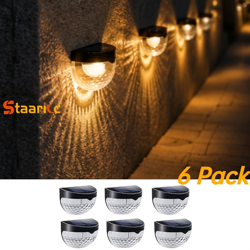 TEMU Staaricc Paquete de 6 Luces Solares para Valla, Luces Solares para , Luces Solares de Pared, Lámpara de Iluminación Decorativa para Valla