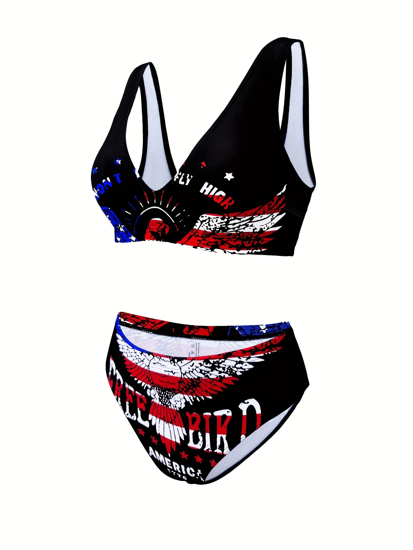 Factory Supply Fashionable Split Swimwear Women's Letter Print Two-Piece Bikini Beach Swimsuit
