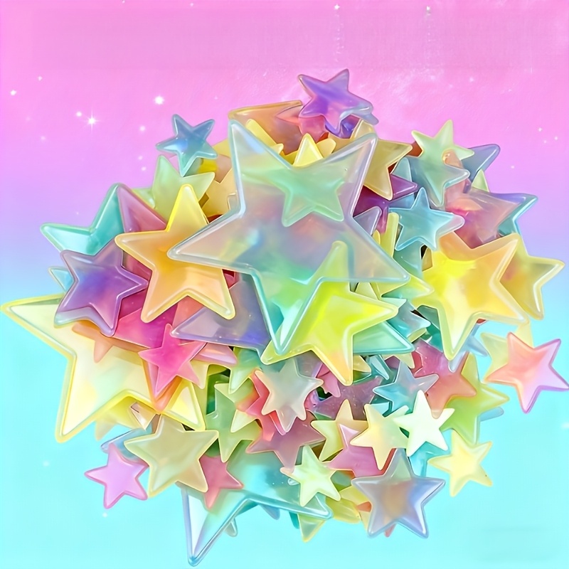 TEMU 58pcs Mixed -in-dark Star Stickers, Suitable For Wall And Ceiling Decoration, Luminous Effect/decorative Stickers/party Decoration, Designed For