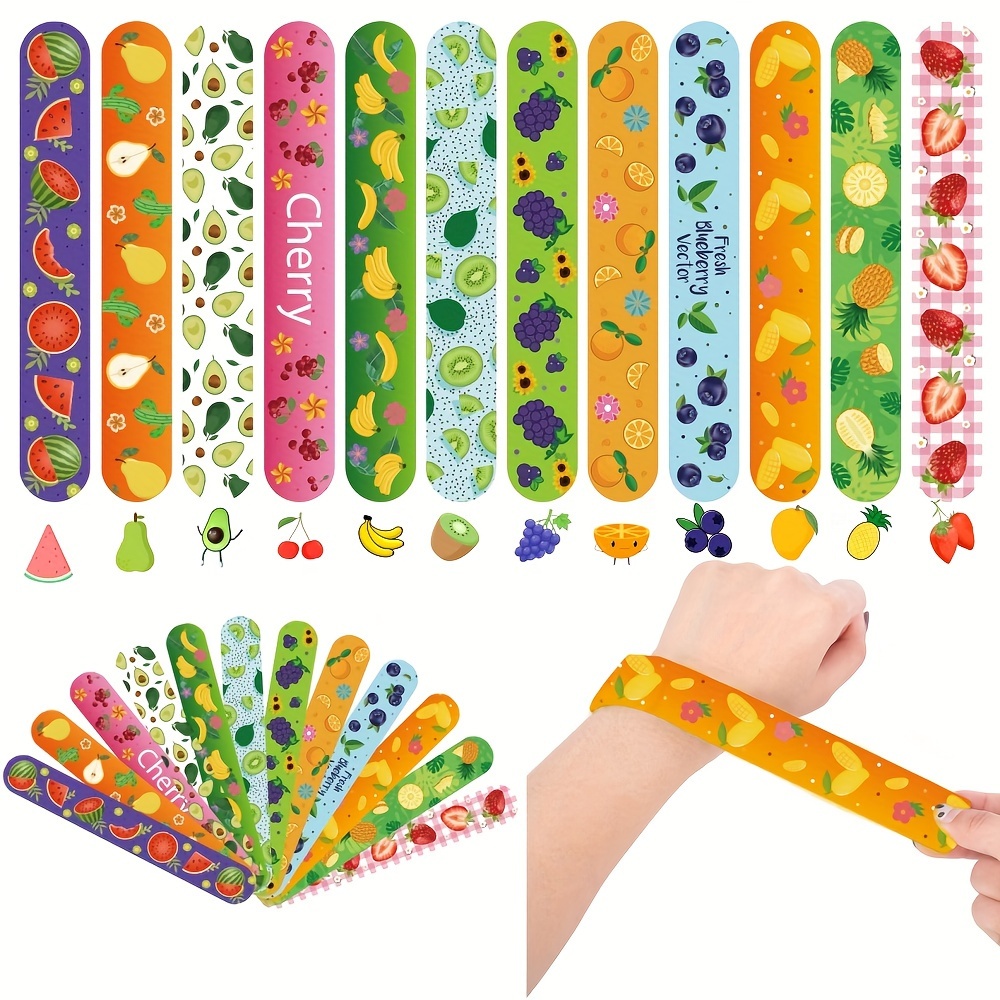 

24-piece Fruit-themed Snap Bracelets Set - Variety Of Designs For Ages 3-6, Ideal For Birthday Celebrations & Gifting