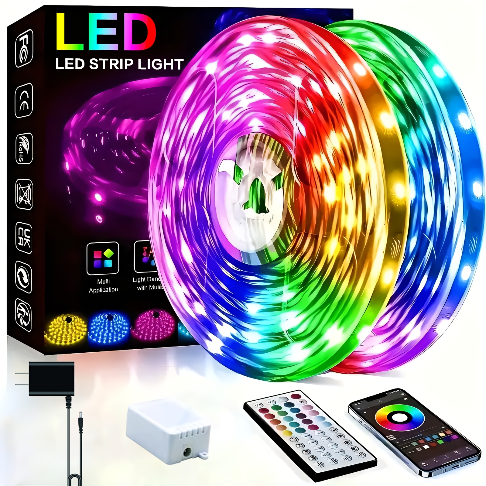 200 50  strip lights rgb color changing 44 key remote control   cuttable dimmable suitable for bedroom living room christmas parties home decor holiday lighting