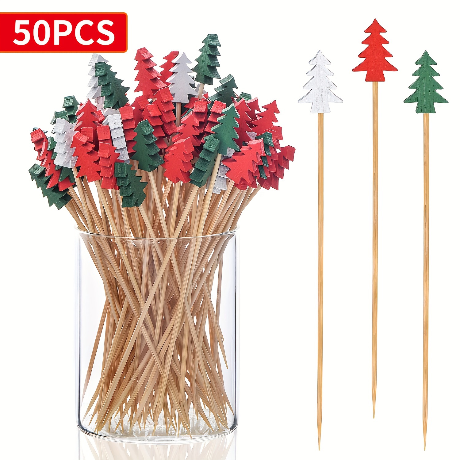TEMU Single-use Cocktail Skewers For Celebratory Events - Showcasing A Of Santa Figures, Reindeer, Snowflakes, And Christmas Trees - Perfect For