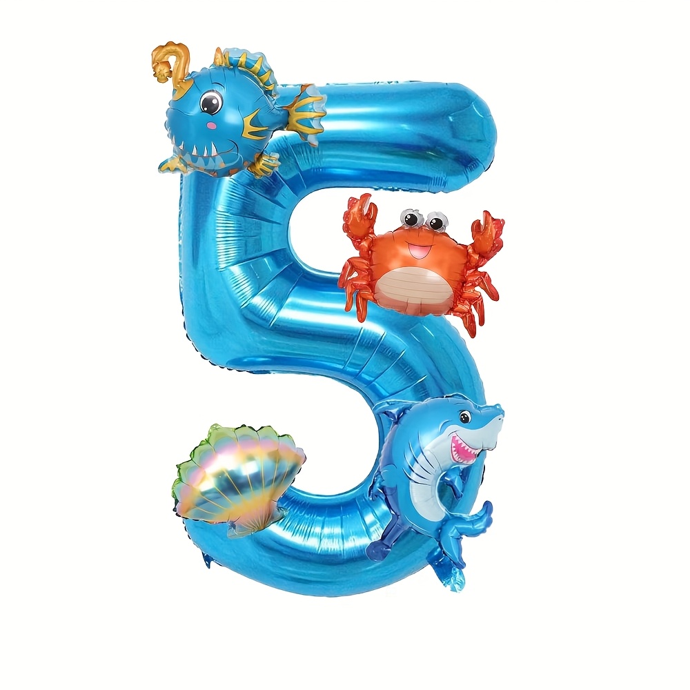 Image of 32-inch Ocean Balloon Collection Featuring Number Balloons And Ocean-themed Decorations With And Crabs For Birthday Parties., For Halloween, Christmas
