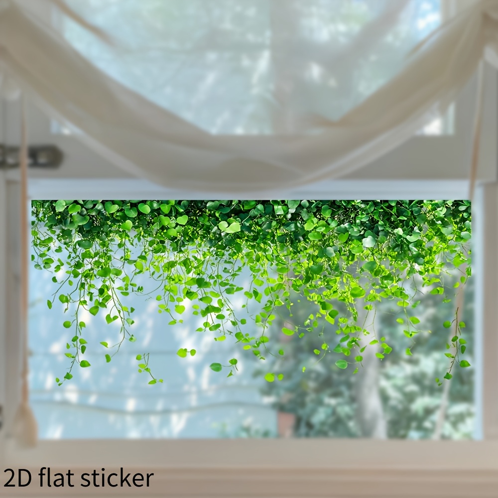 2d Flat - 2d Flat - 2d Flat Fresh Vine Leaves Static Sticker Window Glass Sticker Living Room Bedroom Home Wall Sticker