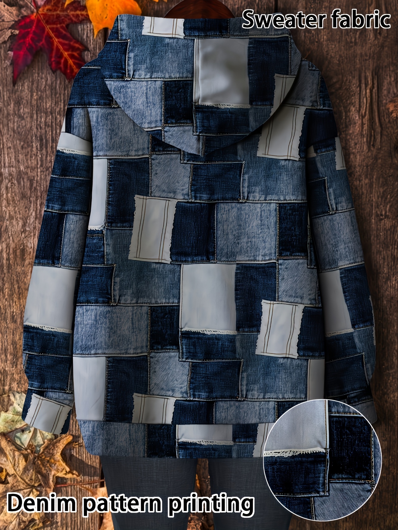 denim]plus size plus size hoodie a denim Temu South Africa