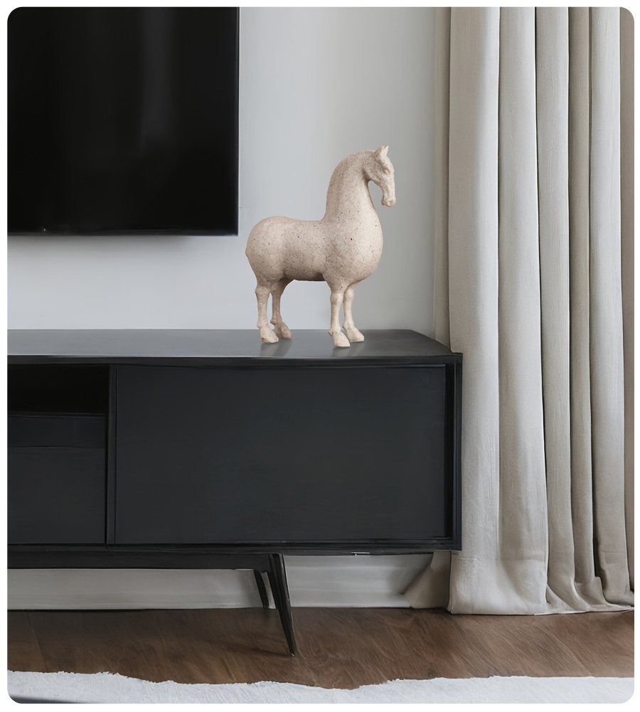 Resin Horse Figurine - Modern Decorative Horse Statue for Home Or Office Decor, Nordic Style Animal Ornament, Available in Brown Textured Or White Speckled End