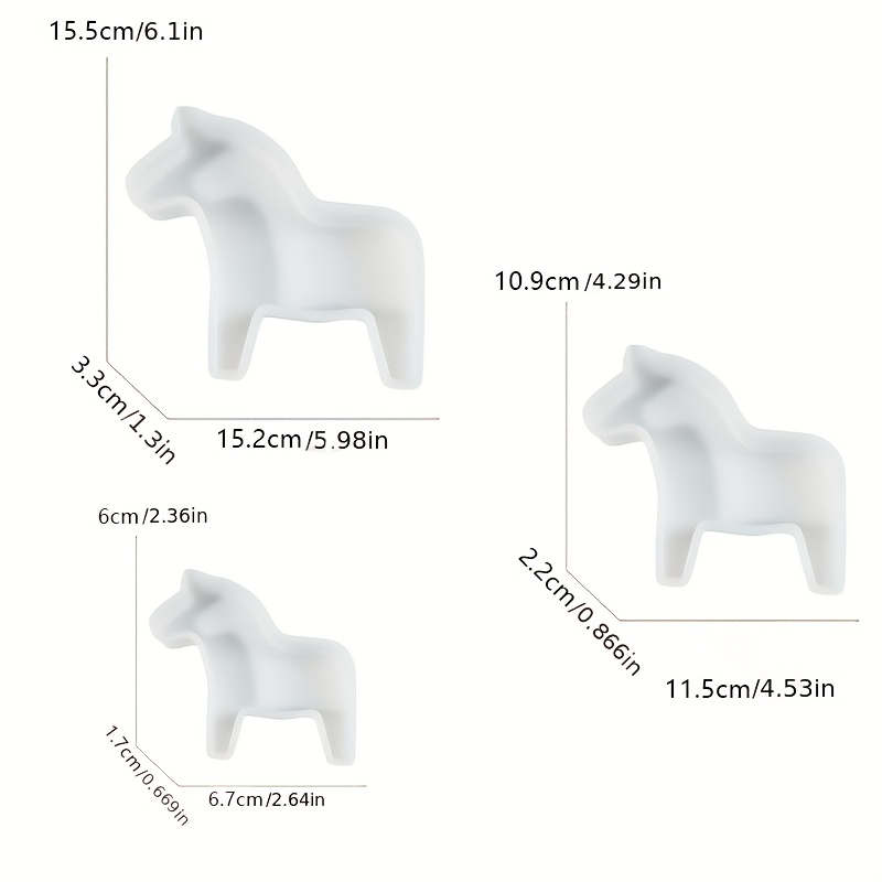 3pcs Silicone Horse Mold Set For Projects, Suitable For Casting Gypsum, Plaster, And Concrete, Perfect For Decorative Animal Figurines