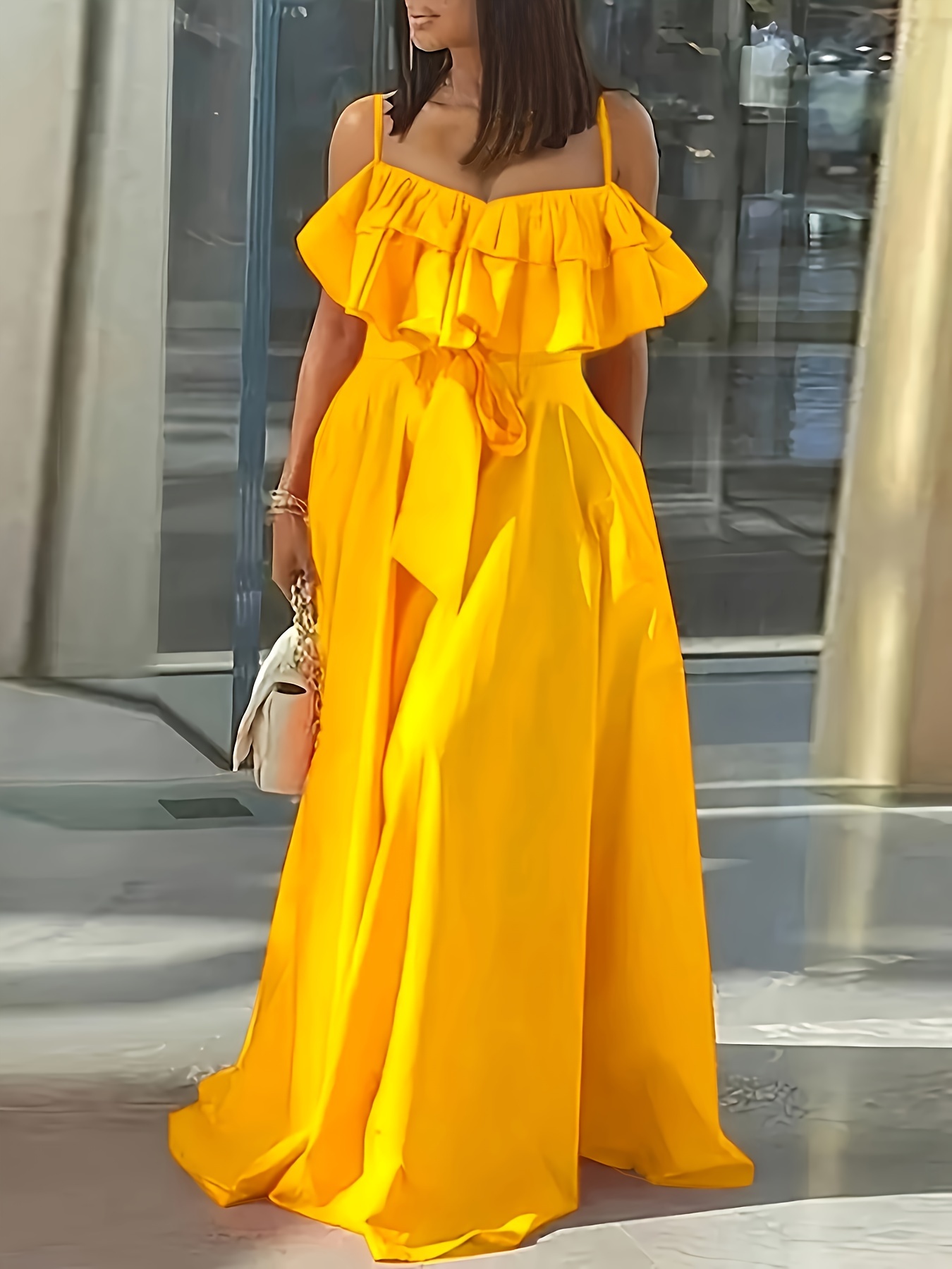 Yellow Long Dress - Temu United States