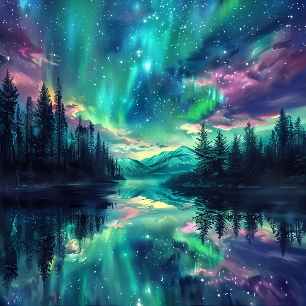 

1pc Large Size 40x40cm/15.7x15.7in Without Frame Diy 5d Artificial Diamond Art Painting Beautiful Aurora, Full Rhinestone Painting, Diamond Art Embroidery Kits, Handmade Home Room Office Wall Decor