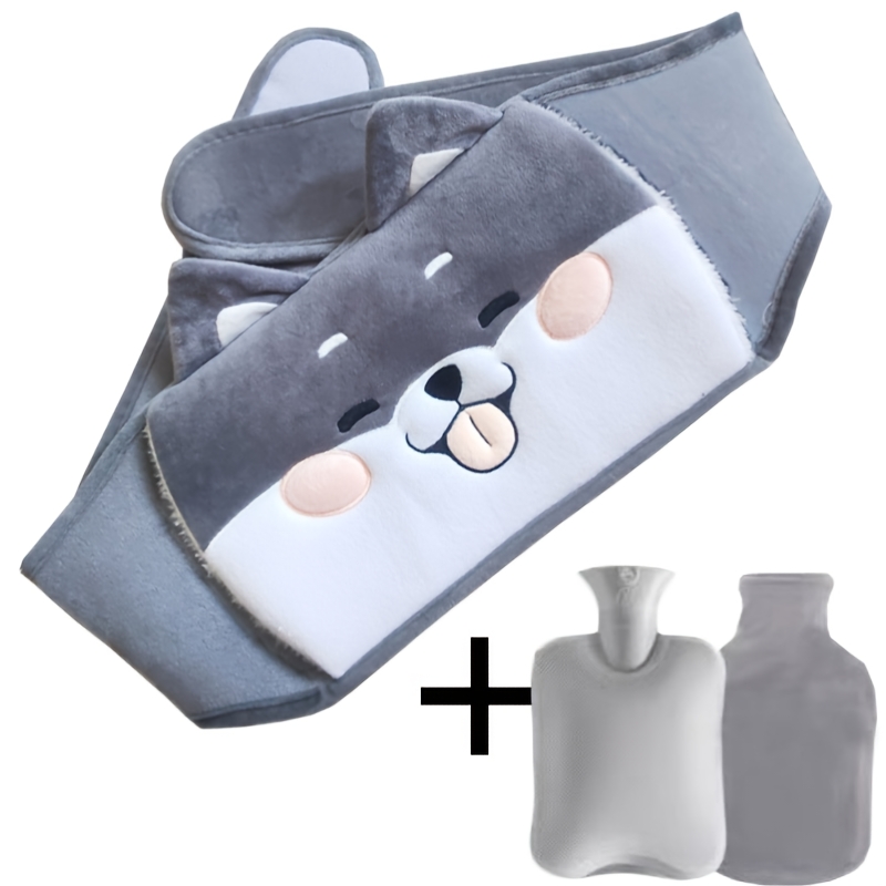 E-shop 3er Set Wärmflaschen mit Deckeln, 1 Liter Wärmbeutel, mit 120 cm Heizgürteln für Taille und Bauch, geeignet für Nacken, Schultern, Rücken, Hände