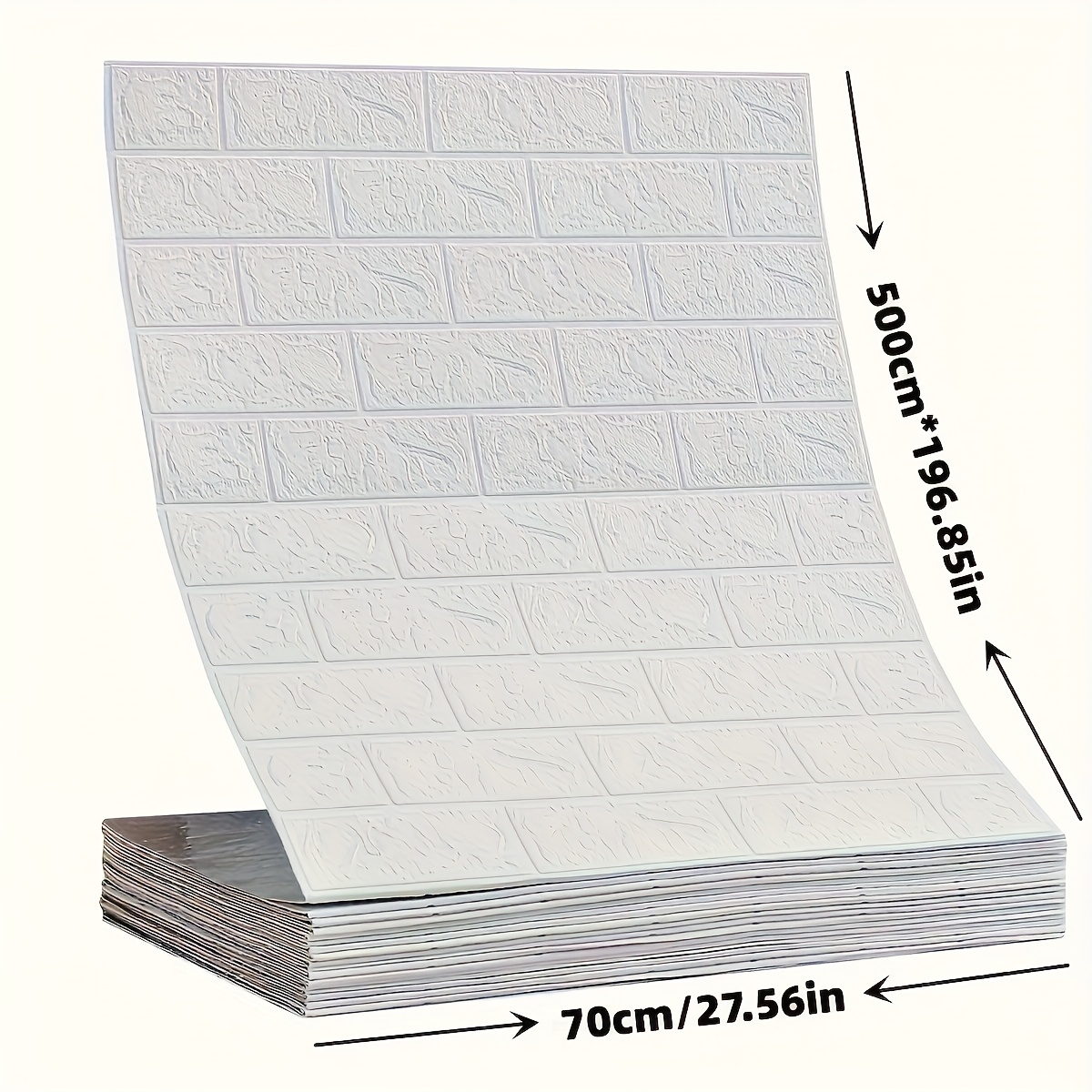Image of 1pc, 27.56×196.85in, 3mm Thick, 3d Self-stick Xpe Wallpaper | White Brick Background Renovation Stickers | Waterproof, Oilproof And Easy Cutting And Installation | For Home Indoor Use