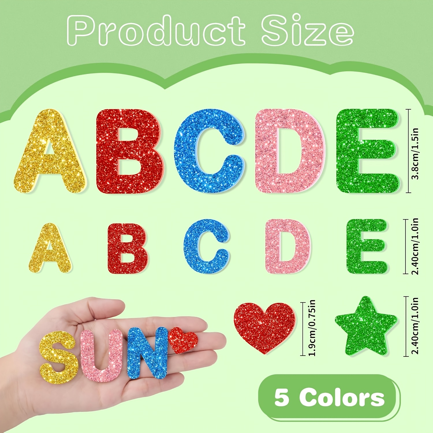 Image of 320pcs Foam Letters Stickers | 5 Colors Glitter Alphabet Sticker | 1.5 Inch 1 Inch Self-adhesive A-z Letter Foam Stickers For Diy Crafts Classroom Supplies School Project Party Decorations