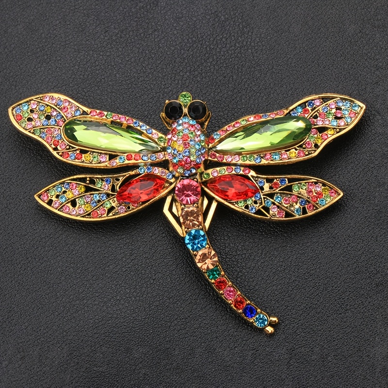 Image of Encrusted Large Dragonfly Brooch, Fashionable Vintage European And American Insect Pin, Coat Accessory, Cross-border Supply