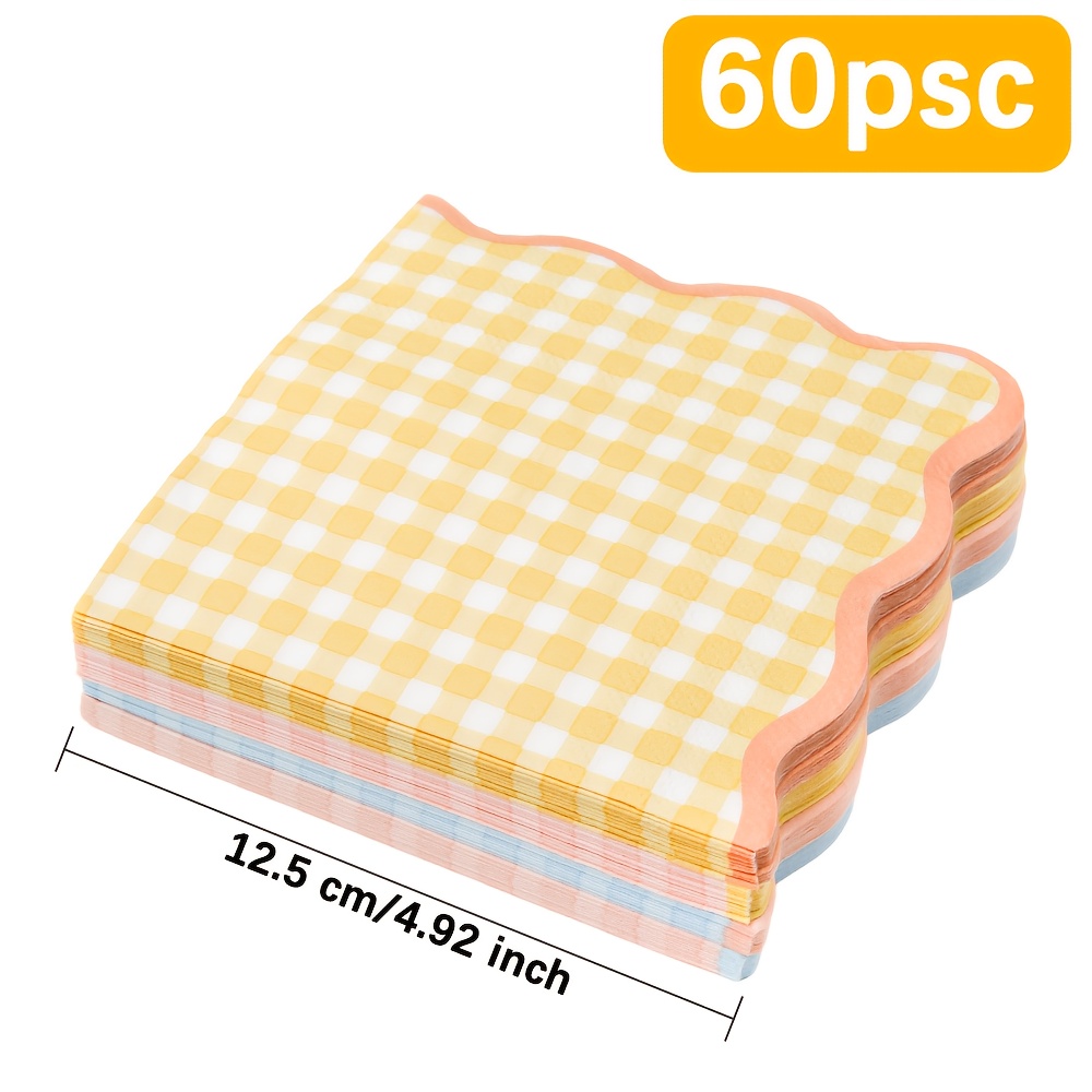 E-shop 60 Stück 4 Farben Unregelmäßiges Plaid Seidenpapier - Hochzeit Geburtstag Gartenparty Dekoratives Seidenpapier, Geeignet für Restaurant, Küche,