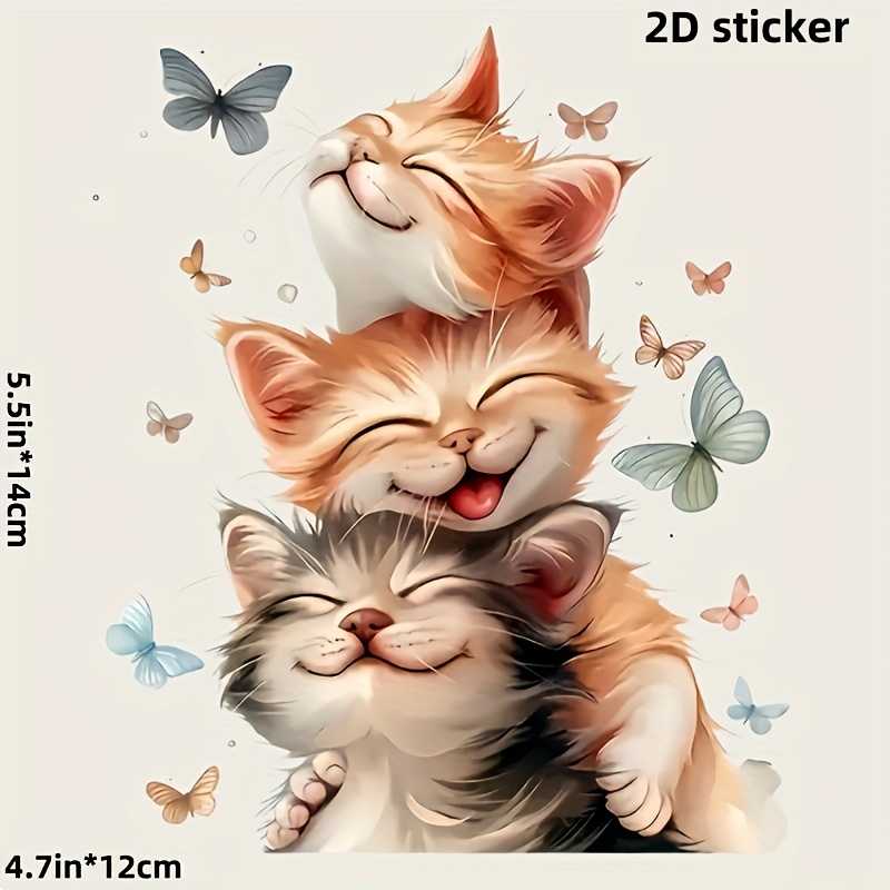 Enjoy Exquisite Stickers Of Butterflies Surrounding Cats, High-quality Vinyl Waterproof Stickers Perfect For Enhancing The Decor Of Cars, Motorcycles, Trucks, And Laptops