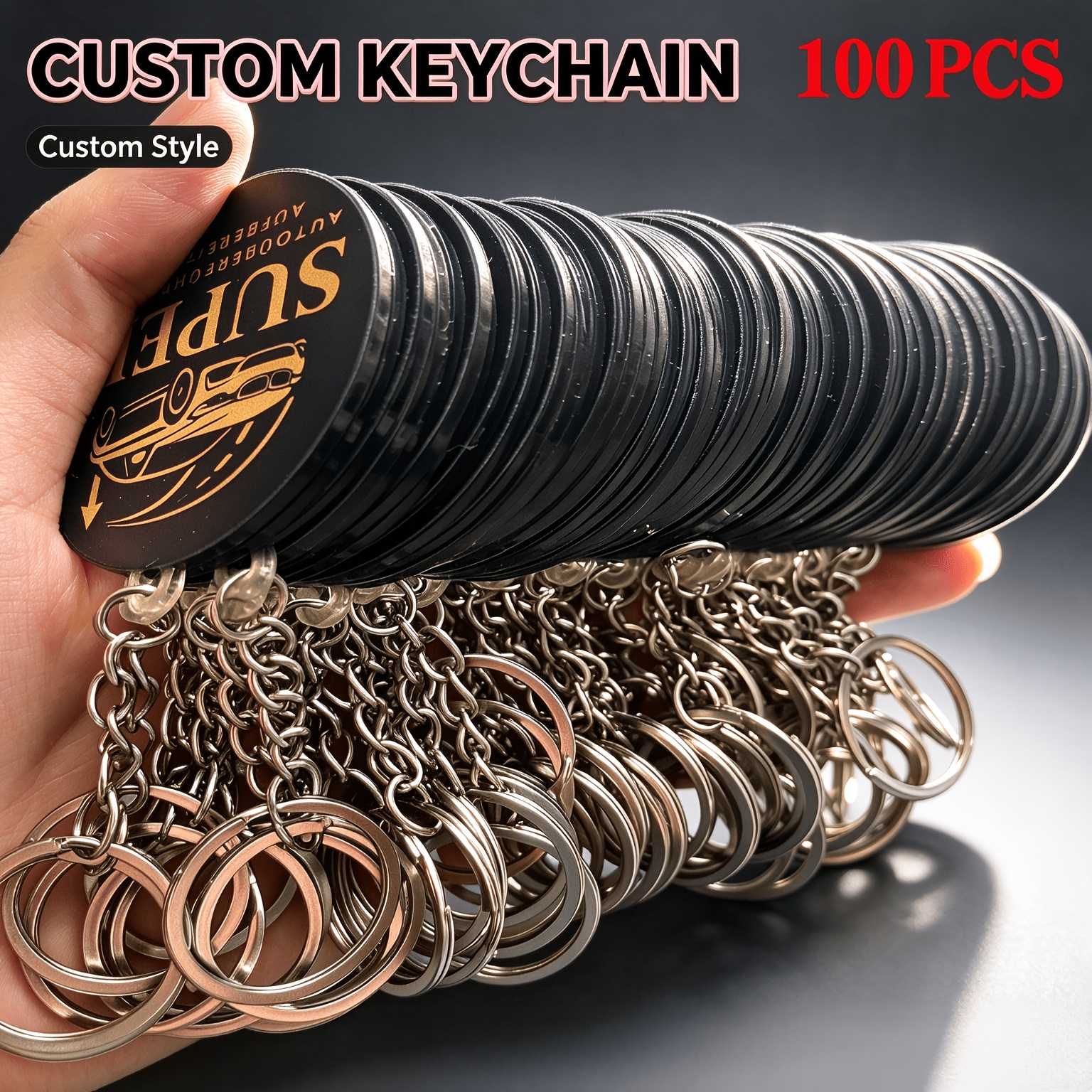TEMU 50/100pcs Custom Keychains, Tags With Metal Key Rings, Diy Personalized Photo Charms, Backpack, Handbag, Car Key Decor, Birthday Wedding