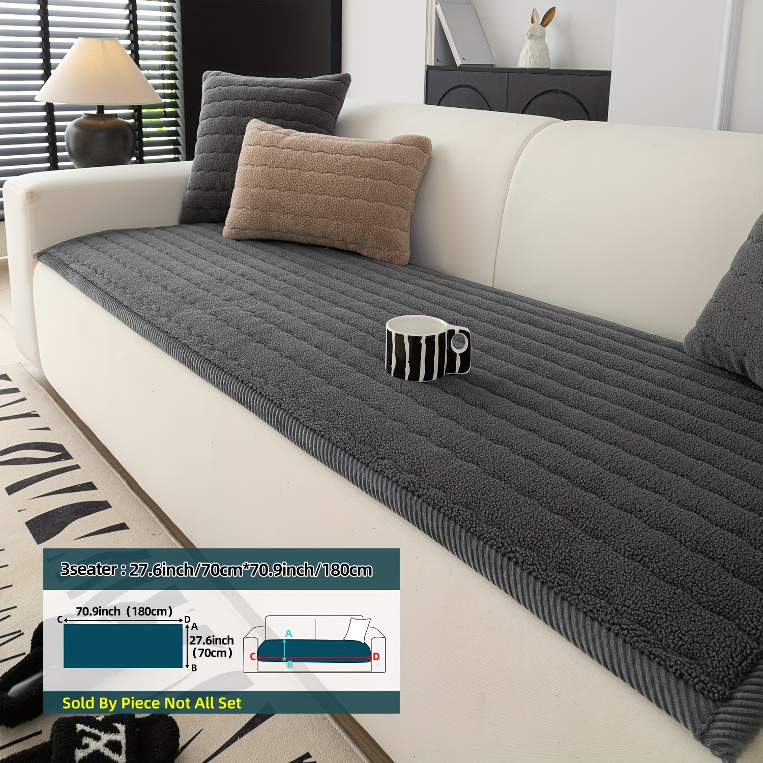 E-shop 1 Stück Plüschiges Dickes Sofakissen – Haustierfreundlich, Maschinenwaschbar, Rutschfeste Sofaschutzmatte, Ideal zur Dekoration von Wohnzimmern,