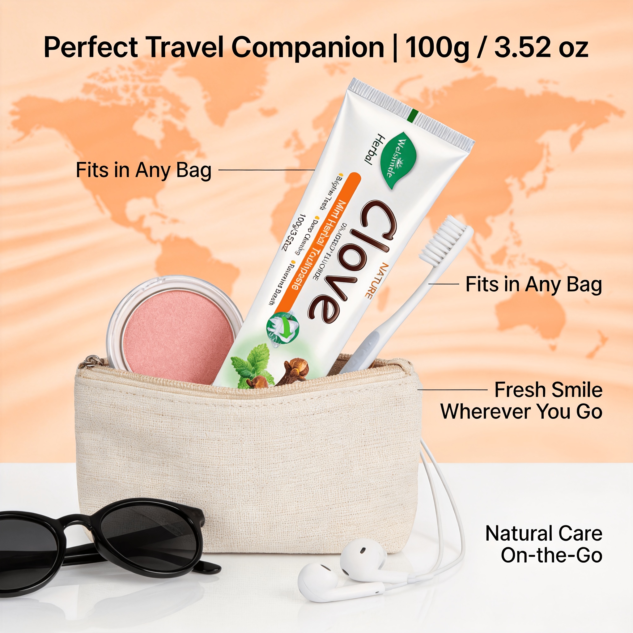 Set of 2 Clove Mint Herbal Toothpaste, No Added Fluoride, Natural Deep Cleaning And Whitening, Refreshing Minty Breath, Herbal Ingredients for Gum Health, Gentle Formula, Travel-Sized Daily Oral Hygiene Gift for Both Men And Women - Image 4