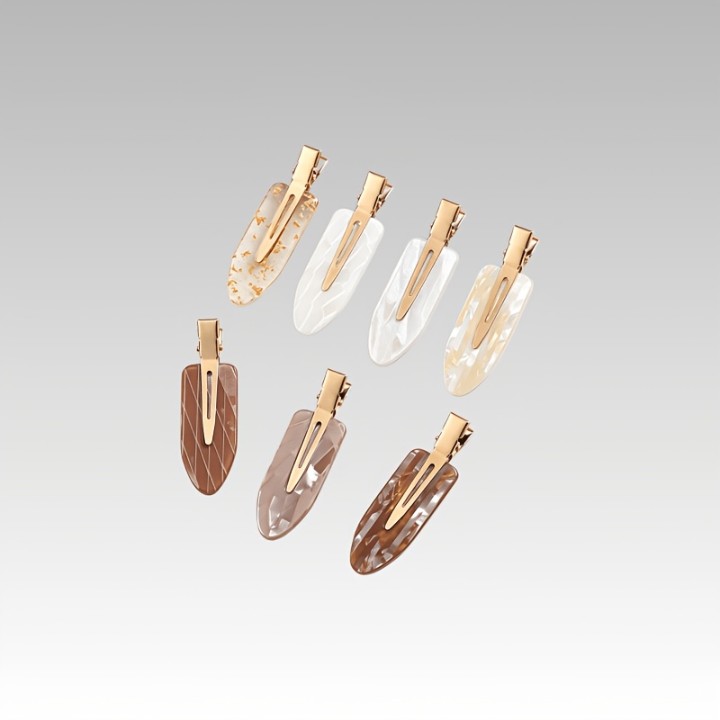 TEMU 7pcs Pinces à Cheveux Premium en Acétate Anti-Pli, Barrettes Virales pour Frange Latérale, Pinces Antidérapantes Anti-Dommages pour Cosmétique &