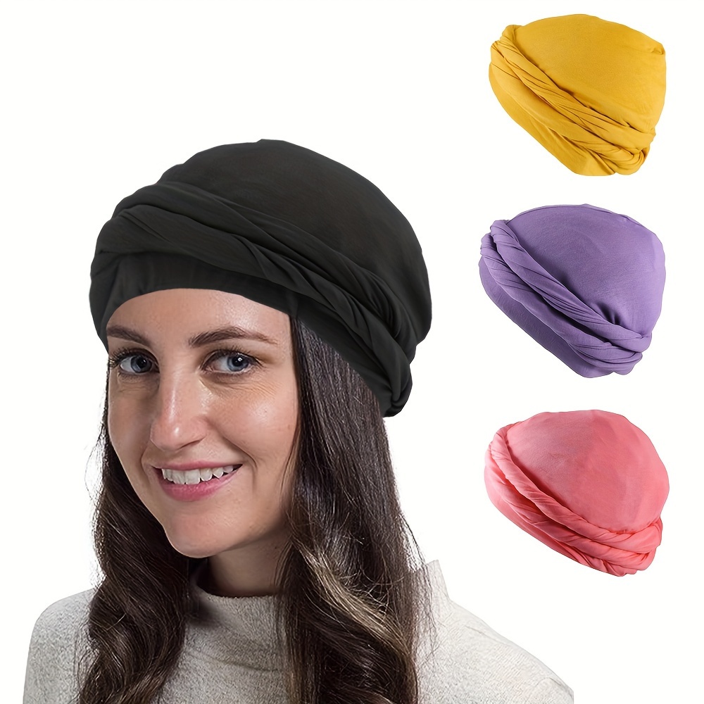 

18 Colors Spring And Autumn Women's Solid Color Headscarf Hat Breathable Head Wrap Hat Hat Chemotherapy Hat Universal High Soft And Comfortable Outdoor Sports Cap Without 1 Pack