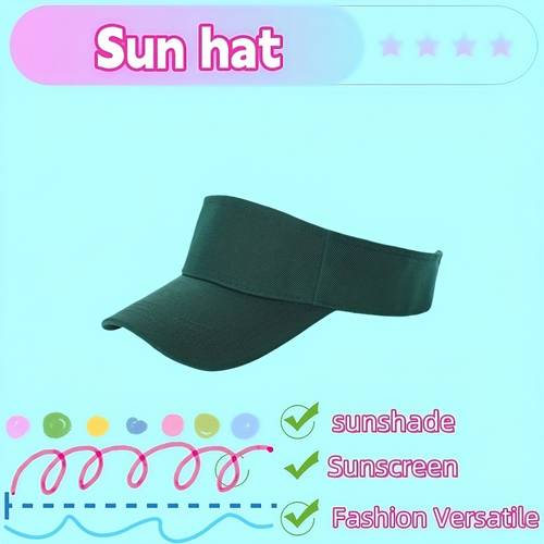 solid visor in solid color adjustable with a wide brim portable suitable for sports and casual wear and providing sun protection