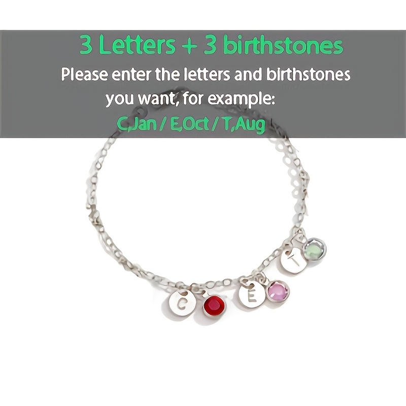 Customizable Bracelet with Personalized Letters and Birthstones
