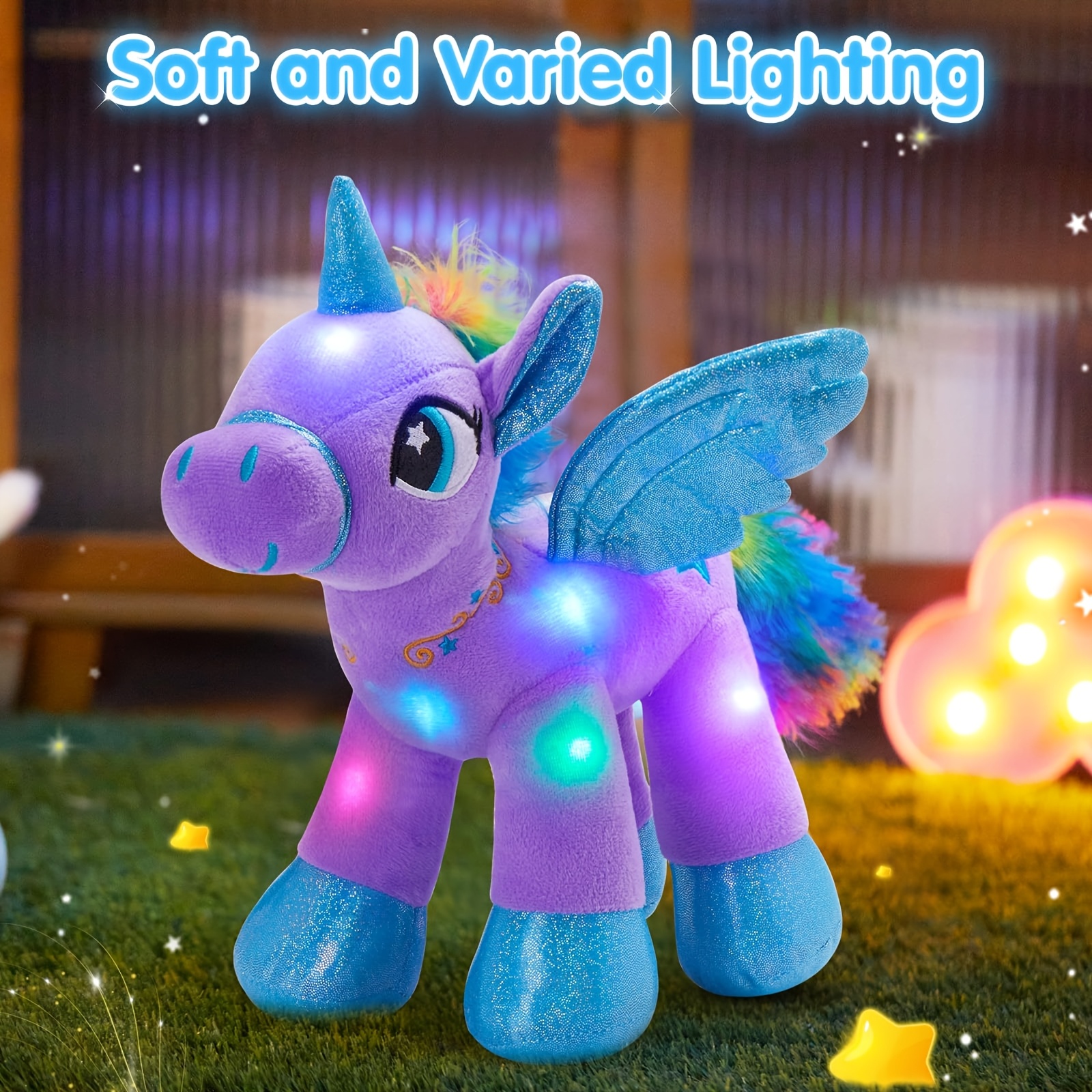 

Glowing Unicorn Plush Animal (batteries Not Included) Led Plush Toy Night Light Flashing Gift For Kids Boys Girls Birthday Gift, Best Gift For Boys Girls, Valentine's Day Gift, 14 Inch