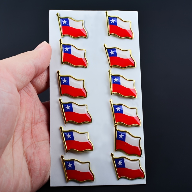 TEMU 12pcs Vintage Fashion Chile Souvenir Lapel Pins, Suitable For Celebrations, Meetings, And Casual Decoration, Wearable On Clothing, Bags, Ties,