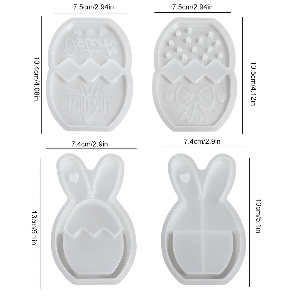 E-shop 4er-Set Silikonharzformen, Mini-Blumenkorb-Hasenförmige Silikon-Aufbewahrungsboxformen für Gips-Harzguss, DIY-Kunsthandwerk für -Heim-Wanddeko