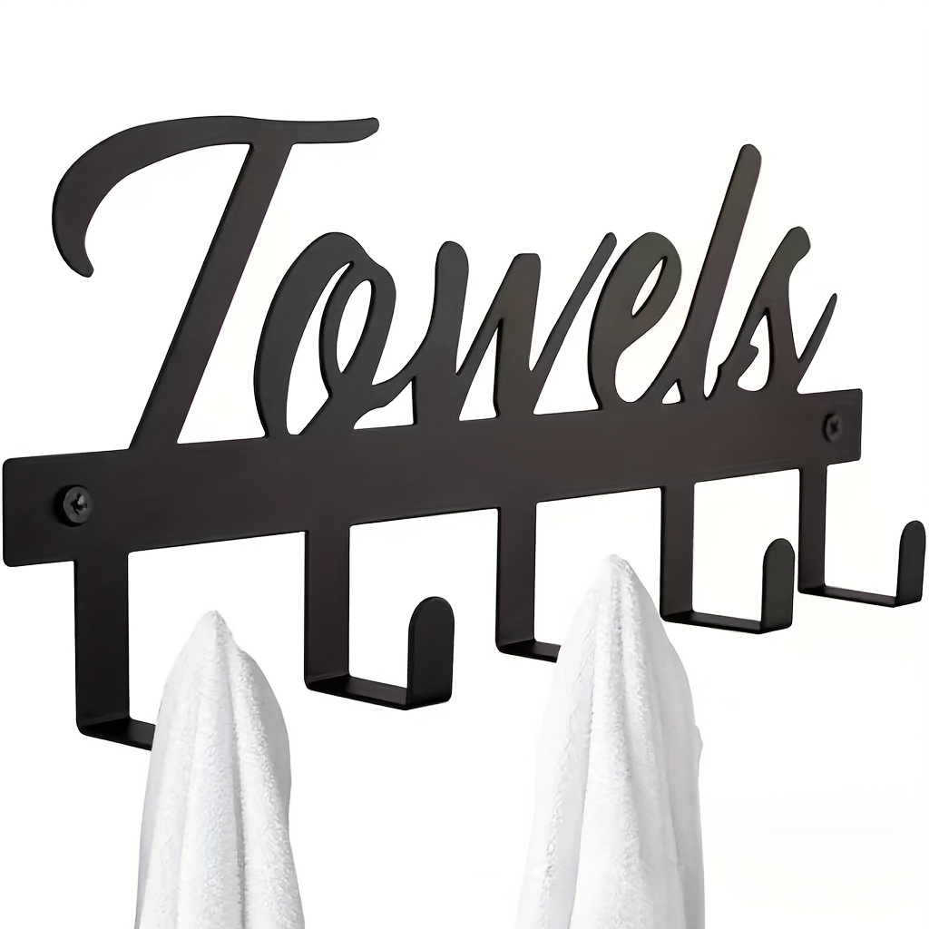 TEMU Wall-mounted Powder-coated Metal Towel & Coat Hook - Contemporary Row Of Hanging Hangers Suitable For Bathroom, Wardrobe, Powder-coated For & Space-saving Storage (towels, Coats, Hats, Bags)